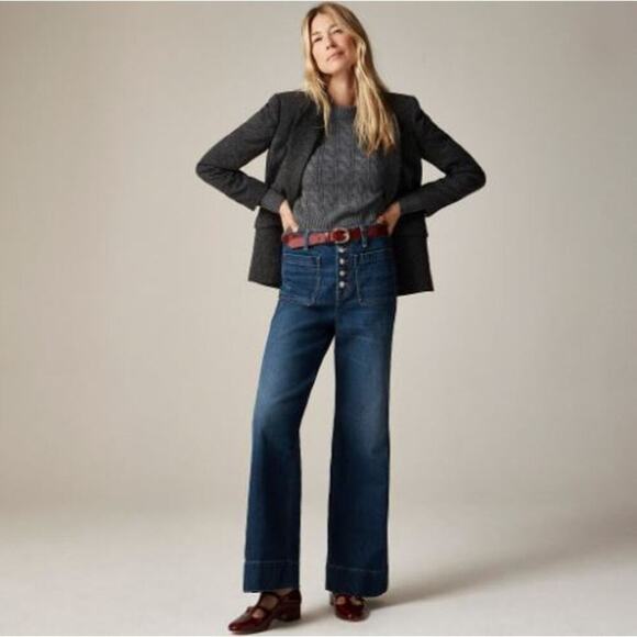 JCrew High-Rise Button-Fly Denim Trouser Jean CF627 Henry Louie Wash Size 27 NWT - Picture 3 of 7